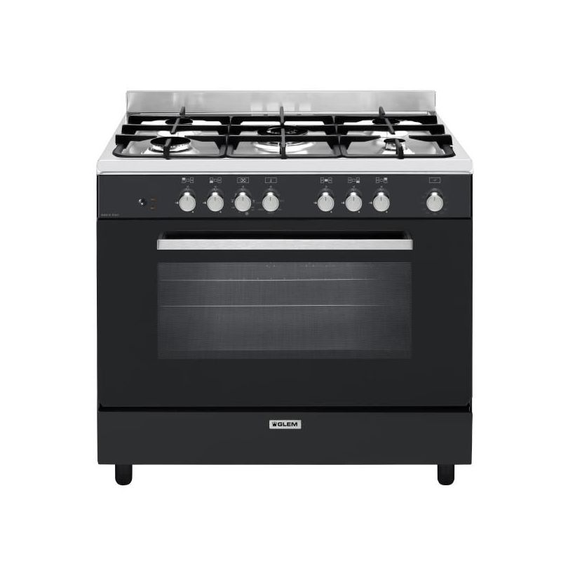 glem piano de cuisson mixte 5 gaz four electrique ge960cvbk2